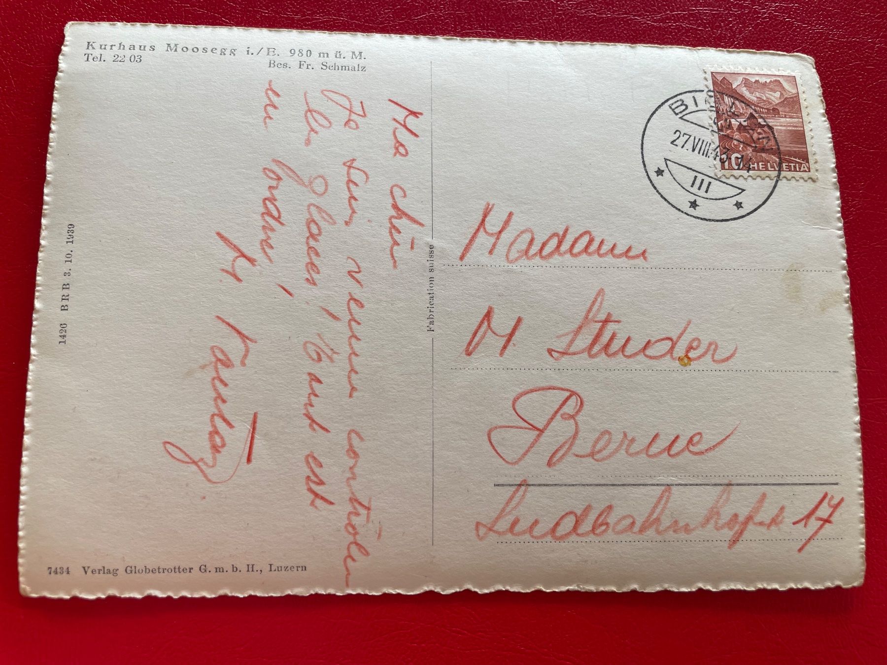 Cartoline postali: Kurhaus Moosegg i. Emmental 1943 – Usato da St-Légier-La Chiésaz venduto da Theo005 1