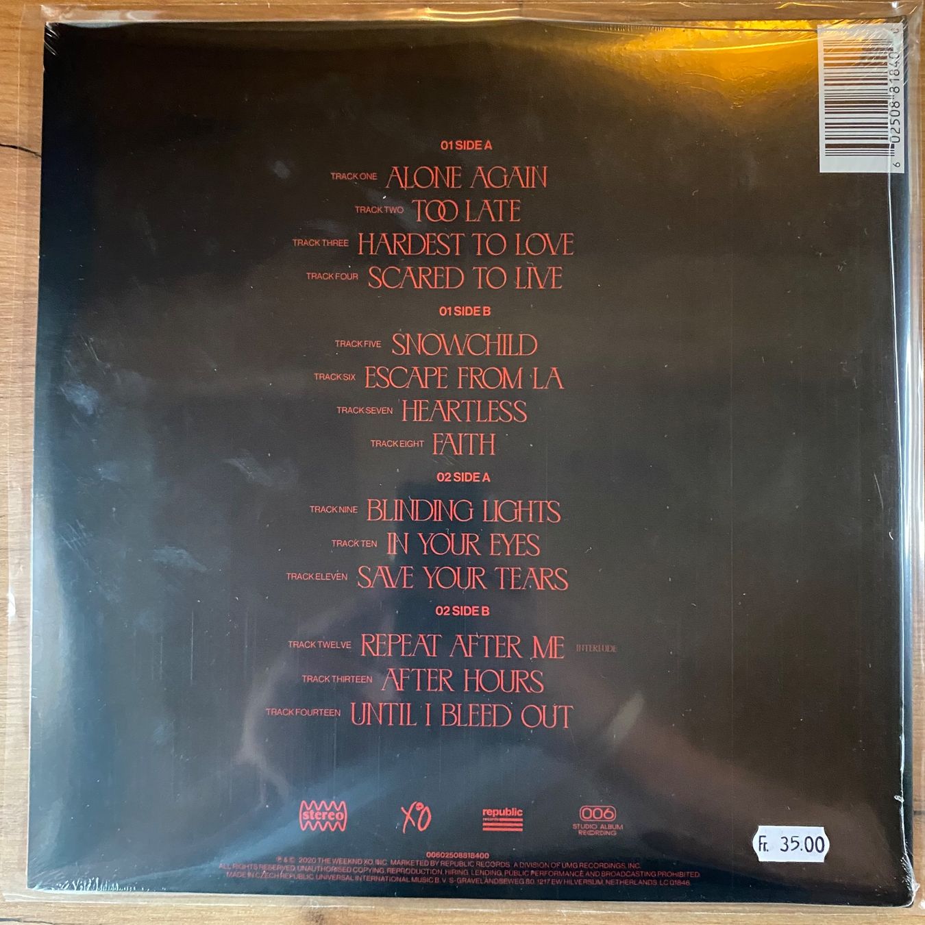 Vinyles: The Weeknd - After Hours...DLP 33T – Neuf avec emballage d'origine à Gals par Diskopatshop 1
