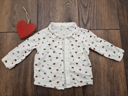 Hemd H&M weiss Waldtiere Grösse 80 top Zustand