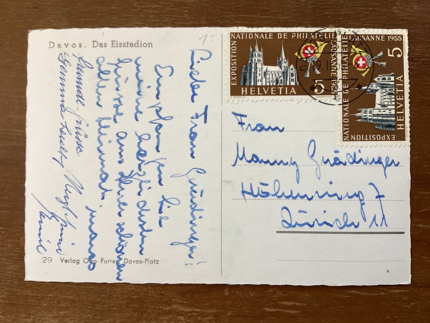 Cartoline postali: AK Davos. Das Eisstadion 1955 – Usato da Zürich venduto da Tolima194 1