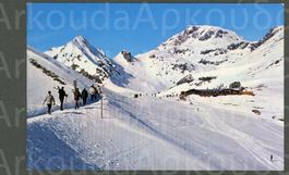 AK color Davos GR Strelapass,belebt,Weissfluh © Faiss ≈ 1966