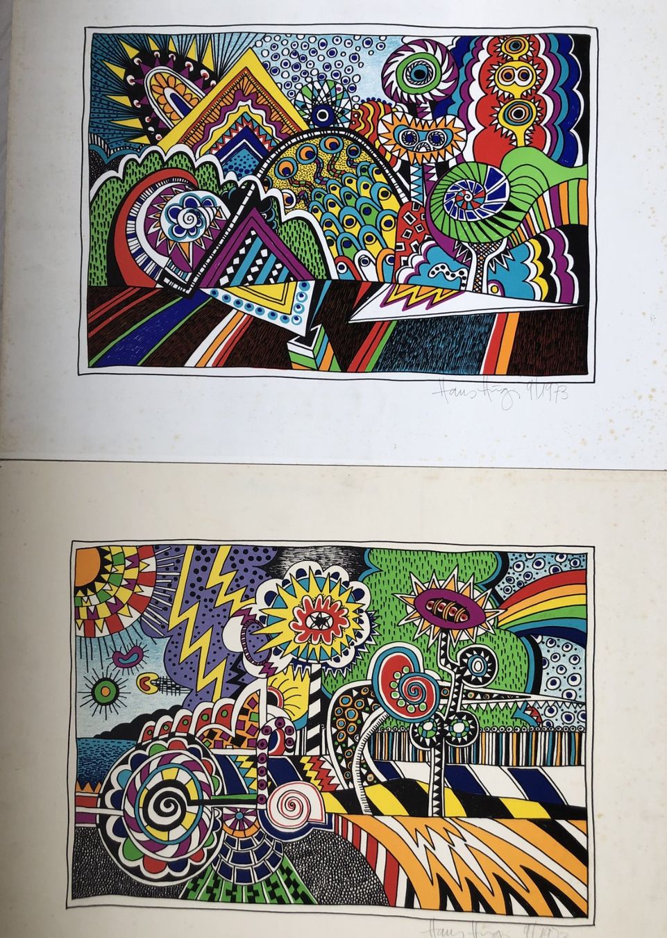 Grafica & Litografie: 2x Hans Hügi - Originallithografien - 1973 - Pop Art – Usato da Schaffhausen venduto da durruti