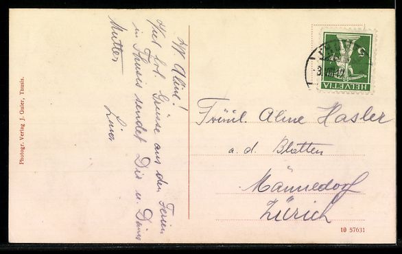 Ansichtskarten: Thusis, Ortspartie in der Poststrasse am – Gebraucht aus Berlin von bartko-reher 1