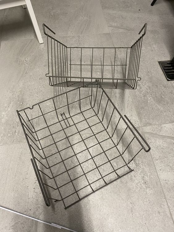 Lot De 2 Paniers De Rangement Suspendus En Métal Pour Cuisine, Bureau, Garde -manger, Salle De Bain, Armoire (blanc