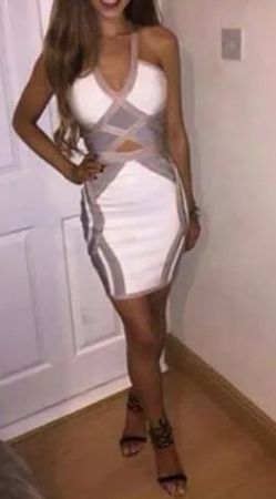 Mega Bandage - Kleid weiss-beige Gr. XS - 226158