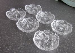 Mid Century Glasuntersetzer 6er Set - Bleikristall gepresst