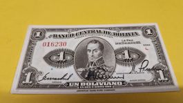 Bolivien: Seltene 1 Boliviano Banknote, Top Zustand!