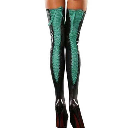 NEUE Wetlook - Strümpfe schwarz-grün für Gr. XS,S,M - 202664