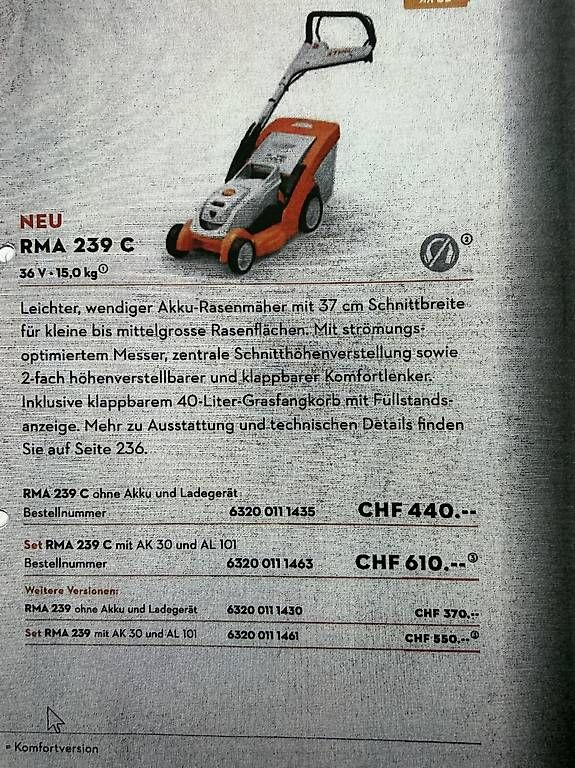 Rasenmäher: Rasenmäher RMA 239C – Gebraucht aus Fruthwilen von wol_5ch7 1