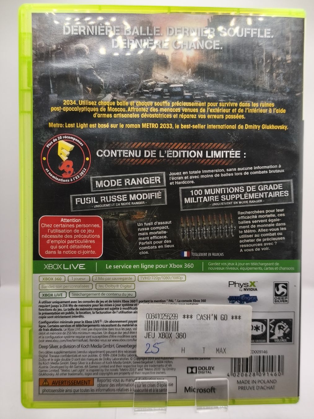 Microsoft Giochi: Jeu FRXbox 360 Metro Last Light Limited Edition – Usato da Conthey venduto da Th3gr4yf0x 2