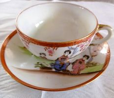 Antike Tasse mit Untertasse, handbemalt, Japan 👋🏼