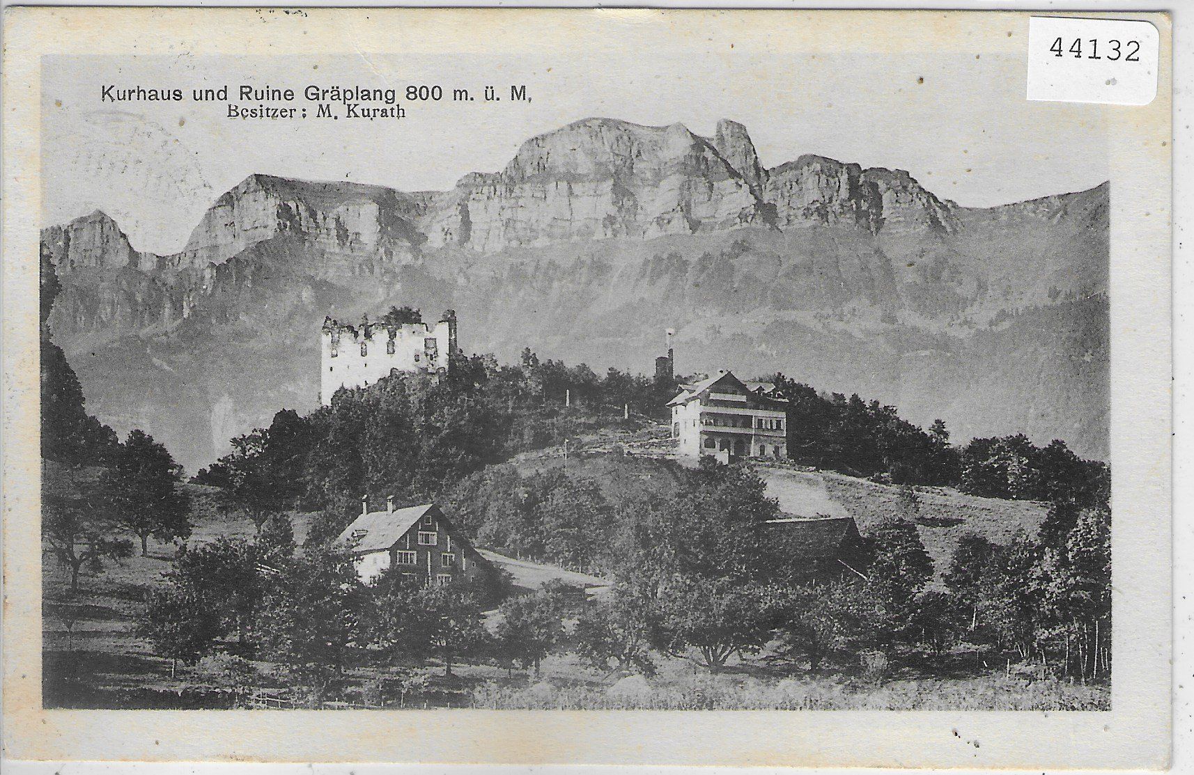Cartoline postali: Kurhaus und Ruine Gräplang – Usato da Ettingen venduto da Kartenplanet