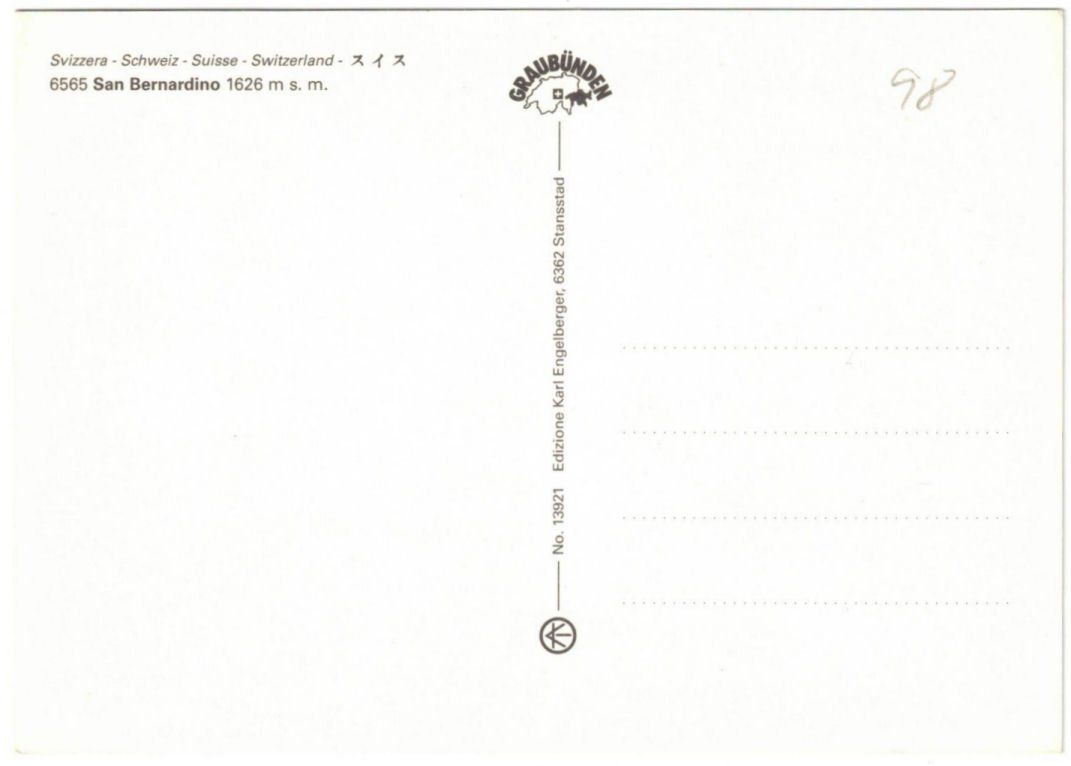 Cartoline postali: San Bernardino - Liftplan – Usato da Binningen venduto da Mountainrider 1