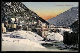 AK Pontresina, Pontresina mit Schloss-Hôtel im Winter