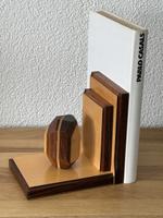 Vintage Designer Buchstütze Holz, Art Déco Stil, Unikat