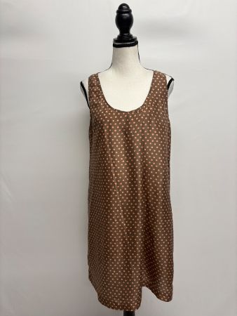 Hartford Trägerkleid 40 aus Seide braun rosa Punkte