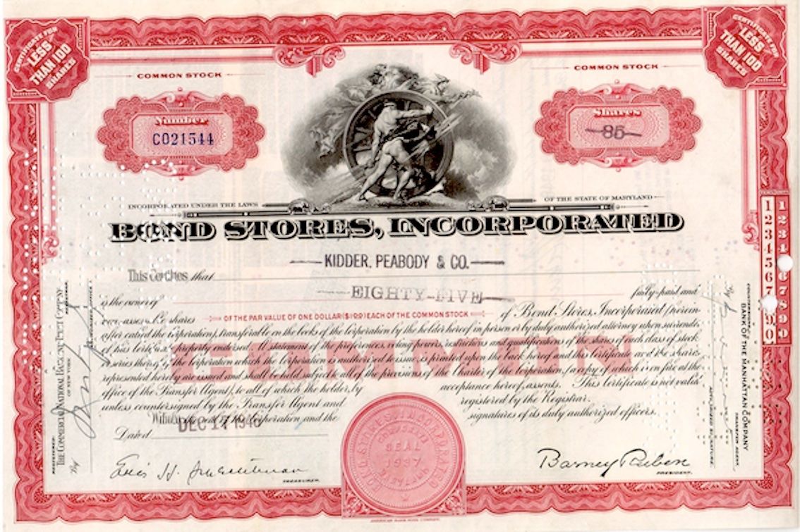 Dokumente: Bond Stores Inc. - 1947 – Gebraucht aus Solothurn von Sgasche