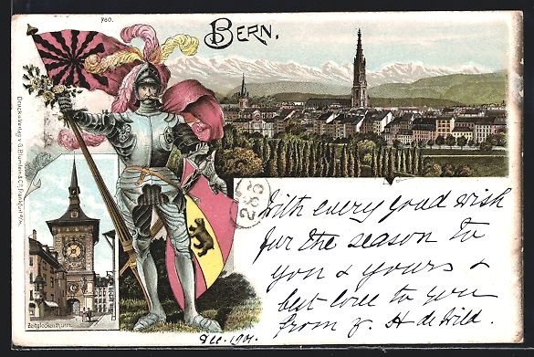 Ansichtskarten: Litho Bern, Strassenpartie am Zeitglocke – Gebraucht aus Berlin von bartko-reher