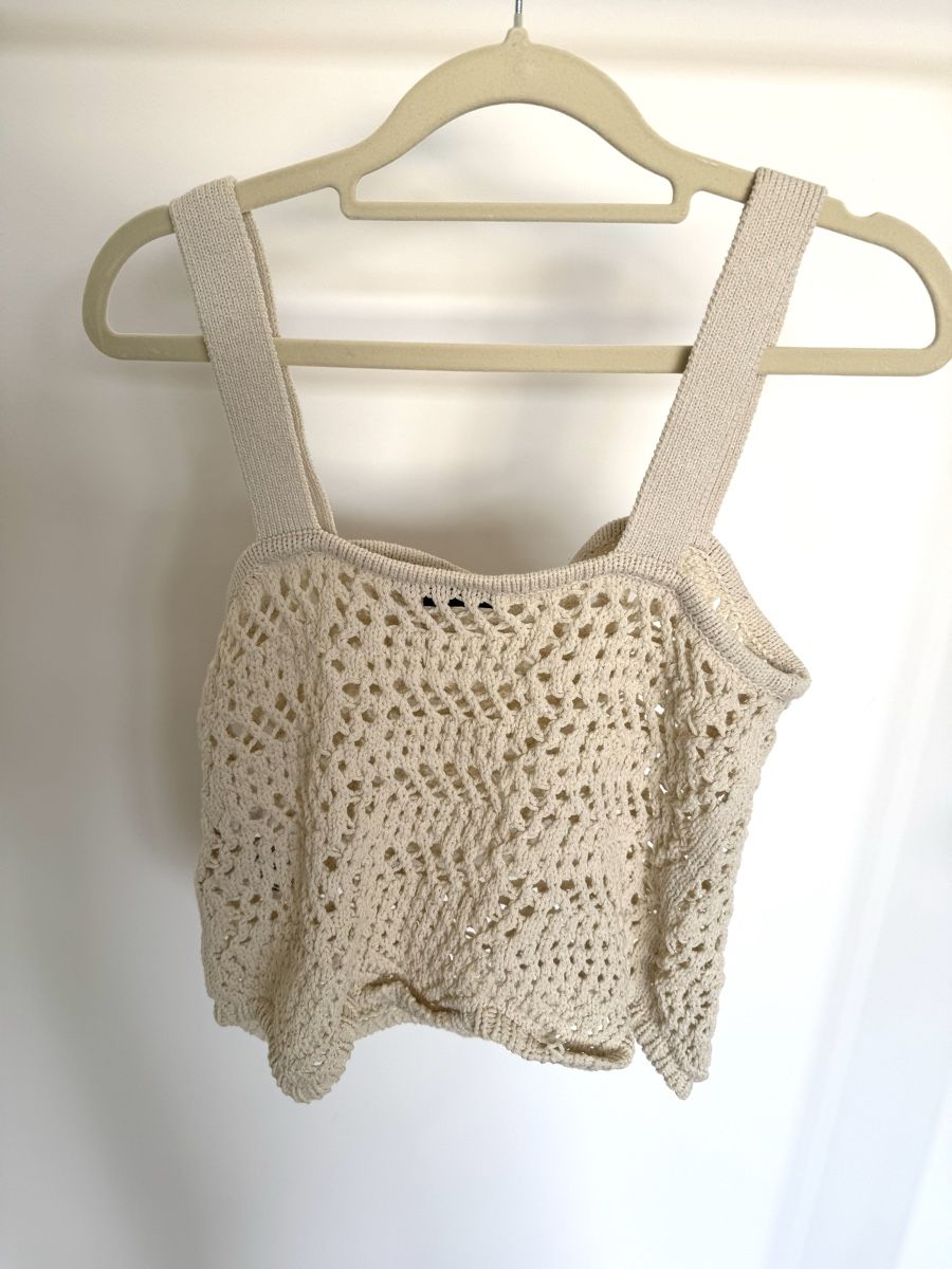 Pieces Top: Beige Crochet Summer Top – Nuovo e nell'imballaggio originale da Zürich venduto da di_archive 2