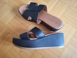 Sandalen Sandaletten 39 Schwarz Leder 5th Avenue Top👡