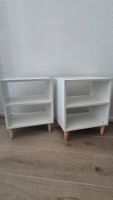 Nachttische weiss 2er Set mit Holzfüssen