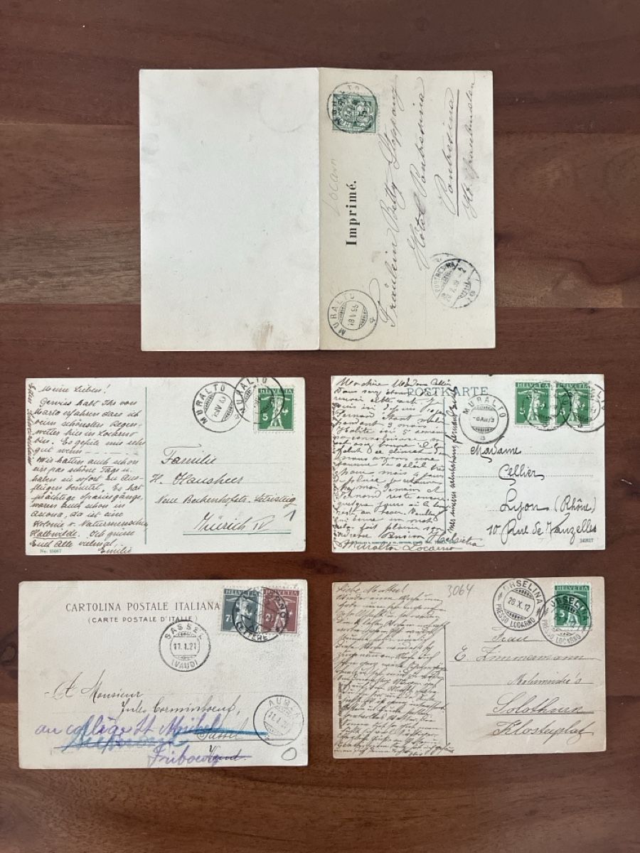 Ansichtskarten: 5 Ansichtskarten Schweiz von Locarno TI – Gebraucht aus Oftringen von Cla.vD.74 1