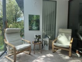 IKEA POÄNG 2xSessel und 1 Hocker beige