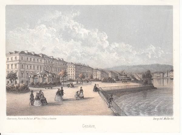 Grafica & Litografie: GENÈVE, GENF, LITHOGRAPHIE UM 1850. – Antico da Grüningen venduto da Kartensammler 1