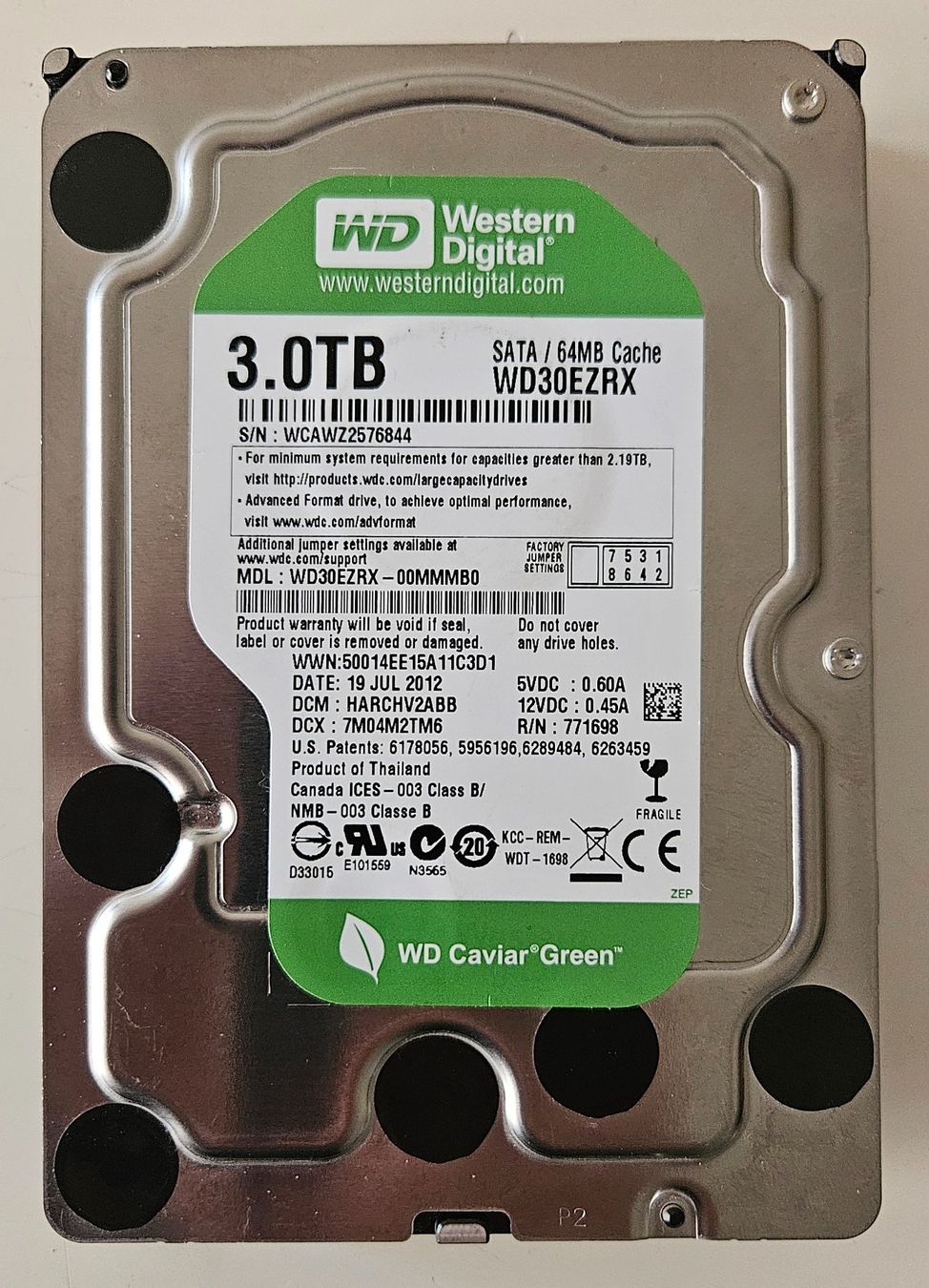 Western Digital Dischi rigidi: 3TB WD Green WD30EZRX – Usato da Lausanne venduto da FamilleCool