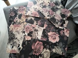 Rose Papierdesign Set, Vintage Look, viele Rosen - Neu!
