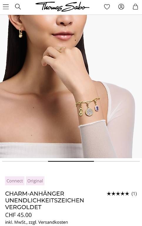 Thomas Sabo Anhänger: Thomas Sabo Charm Infinity Silber vergoldet – Gebraucht aus Hindelbank von LeoSal 1