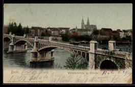 AK Basel, Wettsteinbrücke mit Münster