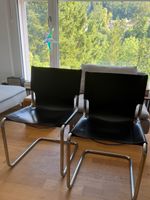 2 Matteo Grassi Freischwinger schwarzes Leder