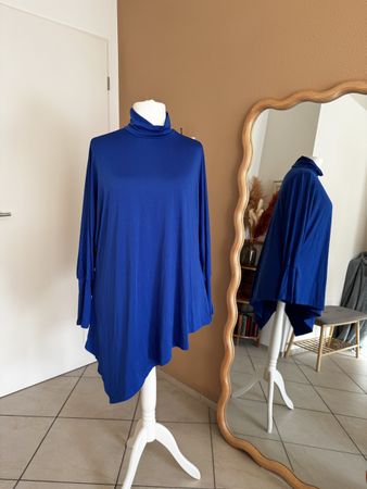 Asymmetrischer Rollkragen Tunika in Königsblau, Gr 46-48