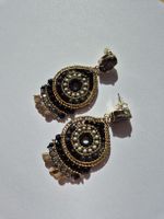 Pedra Dura Statement Ohrringe Gold Schwarz Modeschmuck