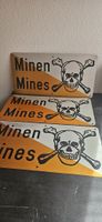 3x Blechschilder Minen, Mines Schweizer Armee