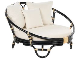 Sonneninsel Rattan schwarz Auflagen beige