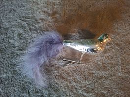 Weihnachtsbaumschmuck Vogel mit Federclip Vintage, Glas