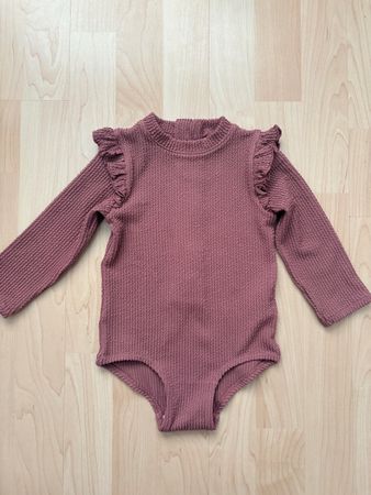 H&M Mauve Swimsuit 9-12M, Long Sleeves, Adorable!