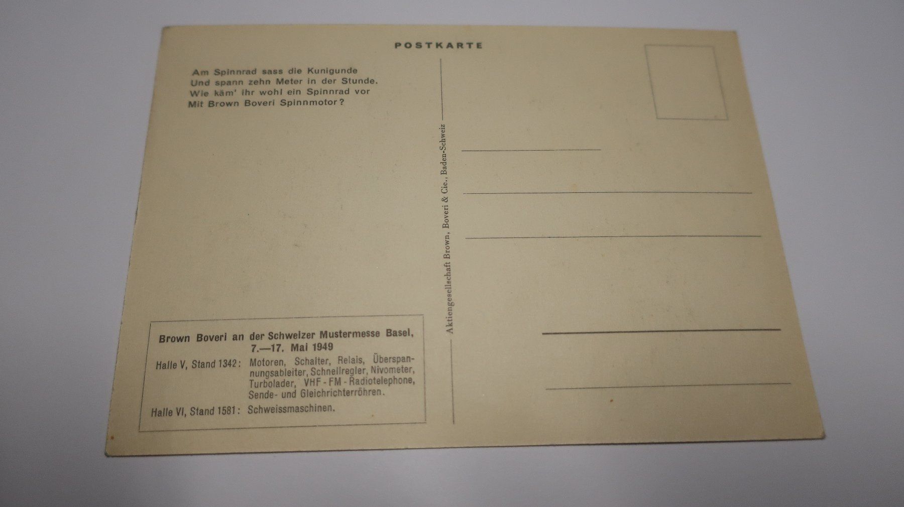 Cartoline postali: Es ging auch so, aber ... Brown Boveri Basel 1949 – Usato da Cormoret venduto da Pascalll2001 3