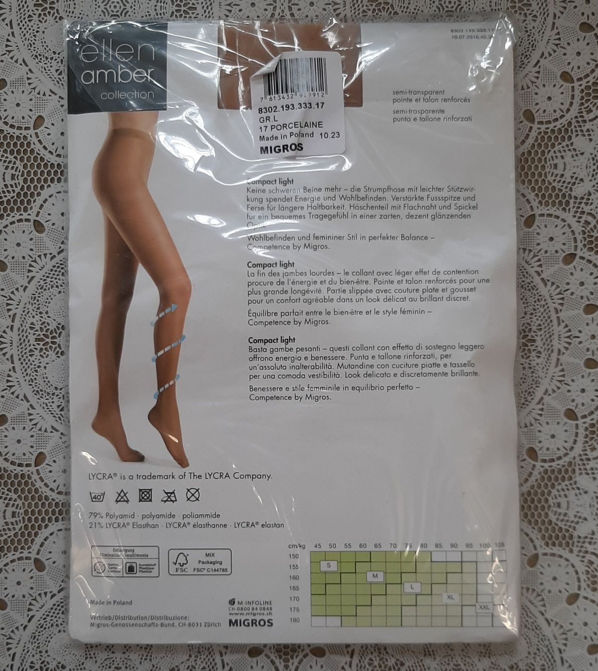 Ellen Amber Calze & Collant: Ellen Amber Compact Light Strumpfhose 40den Gr.L Porcelaine – Nuovo e nell'imballaggio originale da Amriswil venduto da Celini3 1