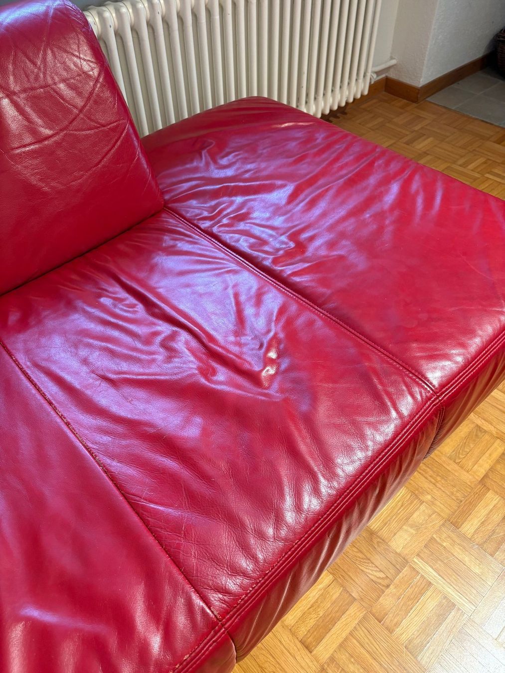 Pfister Divani: Ecksofa mit Hocker Rot Leder gebraucht – Usato da Schachen b. Herisau venduto da mari2005 3