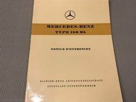 Notice d‘entretien Mercedes-Benz 180 Db Juillet 1959