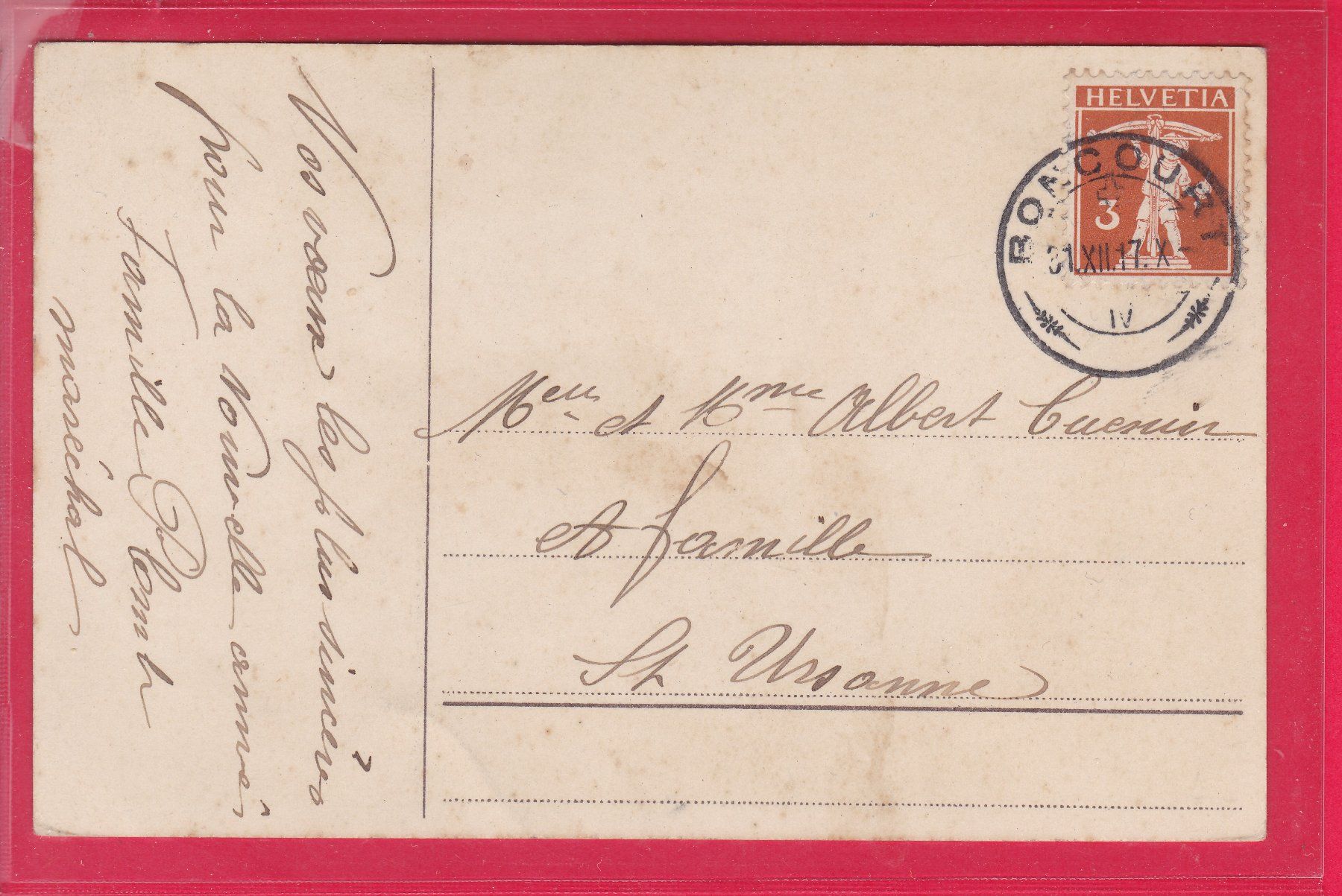 Cartoline postali: BONNE ANNÉE, 31.12.1917 – Usato da Oberrieden venduto da Gebirgsstelze 1
