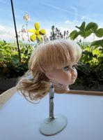 Puppenperücke, Perücke blond, Masche, Echthaar? Umf. 22 cm