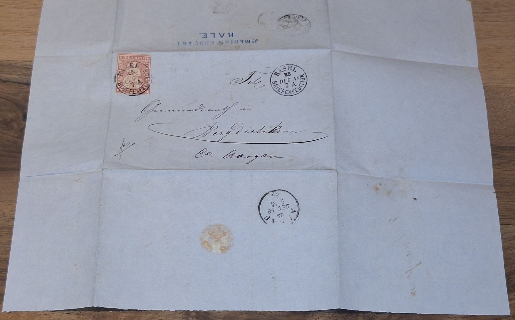 Tutti i francobolli: Strubelbrief 24D Basel - Aargau  – Usato da Balgach venduto da SIMEON27 2