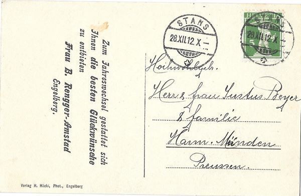 Cartoline postali: Engelberg Hotel Pension Müller Hoheneck – Usato da Olten venduto da clotaldi 1