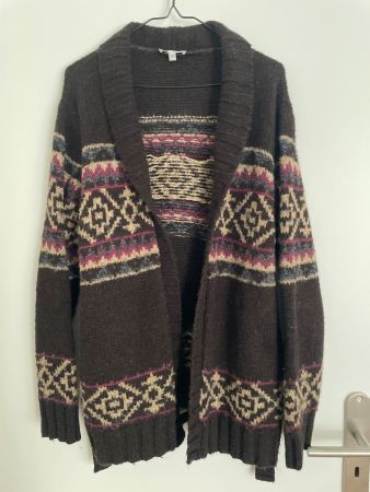 Kookai Cardigan a maglia marrone motivo etnico usato