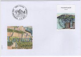 Lavaux Marke mit TAB oben auf illustriertem FDC mit ET-Voll