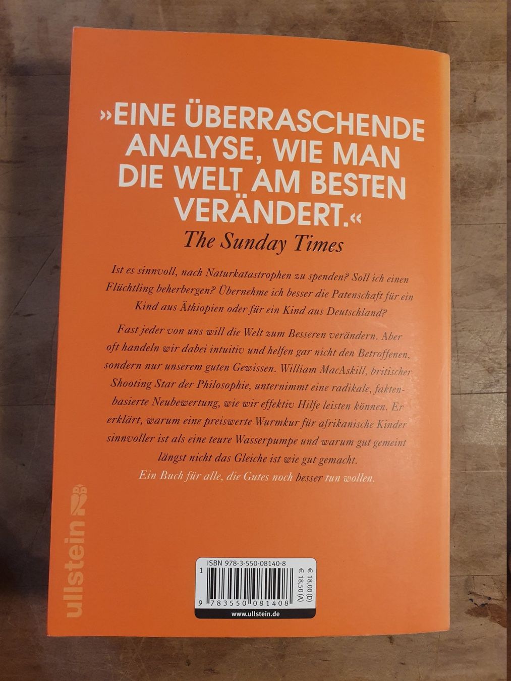 Libri: Gues besser tun - William MacAskill - Ullstein - Deutsch – Usato da Zürich venduto da loosebone 7